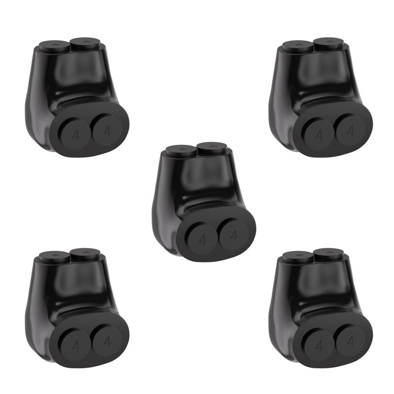 STARELO 5PCS 2 Port Insulated Connector, Single-Sided Splice, Multi Tap Cable Connector for Copper and Aluminum Wires, Slotted Hex, Black Vinyl Coated, Pre-Filled Oxide Inhibitor (4-14 AWG) - Image 1
